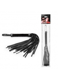Черная гладкая плеть-флоггер с ручкой - 40 см. - Notabu - купить с доставкой в Смоленске