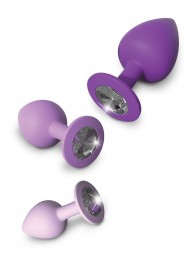 Набор из 3 фиолетовых анальных пробок со стразами Little Gems Trainer Set - Pipedream - купить с доставкой в Смоленске