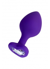 Фиолетовая анальная втулка Diamond Heart с прозрачным кристаллом - 8 см. - ToyFa - купить с доставкой в Смоленске