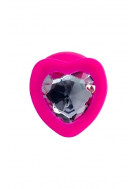 Розовая анальная втулка Diamond Heart с прозрачным кристаллом - 9,5 см. - ToyFa - купить с доставкой в Смоленске