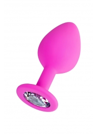 Розовая анальная втулка Brilliant с прозрачным кристаллом - 8 см. - ToyFa - купить с доставкой в Смоленске