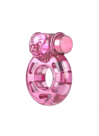 Розовое эрекционное кольцо с вибрацией Pink Bear - Baile - в Смоленске купить с доставкой