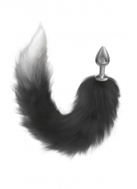 Серебристая анальная пробка с черным хвостом Galaxy - Lola Games - купить с доставкой в Смоленске