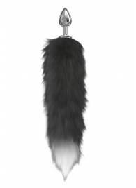 Серебристая анальная пробка с черным хвостом Starlit - Lola Games - купить с доставкой в Смоленске