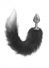 Серебристая анальная пробка с черным хвостом Starlit - Lola Games - купить с доставкой в Смоленске