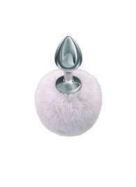 Серебристая анальная пробка с белым пушистым хвостиком Twinkle - Lola Games - купить с доставкой в Смоленске