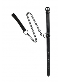 Черный ошейник Sin с поводком - Lola Games - купить с доставкой в Смоленске