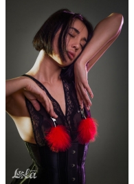 Зажимы на соски с красным пухом Euphoric - Lola Games - купить с доставкой в Смоленске