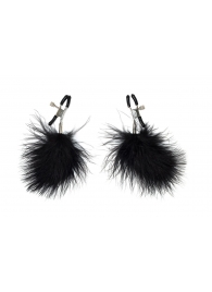 Зажимы на соски с черным пухом Euphoric - Lola Games - купить с доставкой в Смоленске