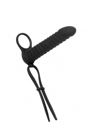 Черная вибронасадка для двойного проникновения Rori - 17 см. - Lola Games - купить с доставкой в Смоленске