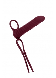 Бордовая вибронасадка для двойного проникновения Rori - 17 см. - Lola Games - купить с доставкой в Смоленске