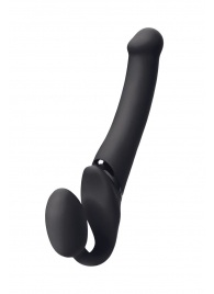 Черный безремневой вибрострапон Silicone Bendable Strap-On M - Strap-on-me - купить с доставкой в Смоленске