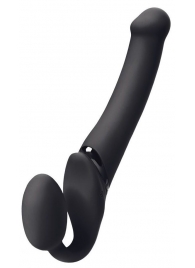 Черный безремневой вибрострапон Silicone Bendable Strap-On M - Strap-on-me - купить с доставкой в Смоленске