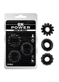 Набор из 3 черных эрекционных колец Gear Up Rings - Chisa - в Смоленске купить с доставкой