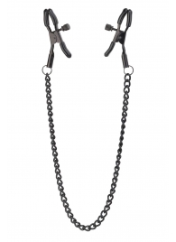Черные зажимы на соски на цепочке BLAZE DELUXE NIPPLE CLAMPS - Dream Toys - купить с доставкой в Смоленске