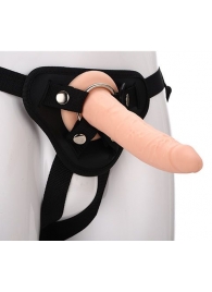 Телесный страпон на черных трусиках STRAP ON REAL DILDO - 20 см. - Dream Toys - купить с доставкой в Смоленске