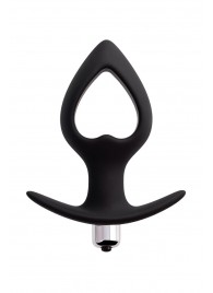 Черная вибровтулка с полой серединой в виде сердечка Cordis M - 14 см. - POPO Pleasure