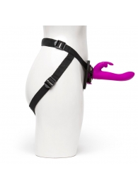 Лиловый страпон Rechargeable Vibrating Strap-On Harness Set - 17,6 см. - Happy Rabbit - купить с доставкой в Смоленске