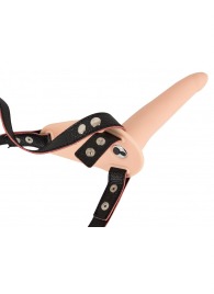 Телесный поясной страпон с вибрацией Vibrating Strap-On - 15,7 см. - Orion - купить с доставкой в Смоленске