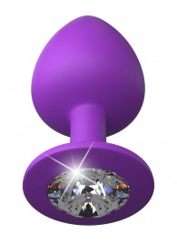 Фиолетовая анальная пробка со стразом Her Little Gem Large Plug - 9,5 см. - Pipedream - купить с доставкой в Смоленске