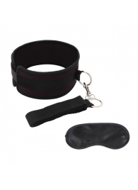 Черный ошейник с длинным поводком Collar and Leash Set - Lux Fetish - купить с доставкой в Смоленске