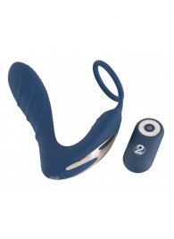 Синий вибростимулятор простаты с кольцом - 14,5 см. - Orion - в Смоленске купить с доставкой