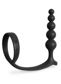 Черная анальная цепочка с эрекционным кольцом Ass-gasm Cockring Anal Beads - Pipedream - в Смоленске купить с доставкой