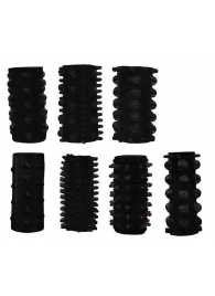 Набор из 7 черных насадок PENIS SLEEVES SET - Dream Toys - в Смоленске купить с доставкой