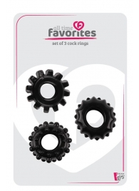 Набор из 3 черных эрекционных колец SET OF 3 COCKRINGS - Dream Toys - в Смоленске купить с доставкой