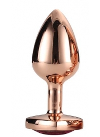 Золотистая анальная втулка с кристаллом-сердечком розового цвета - 7,1 см. - Dream Toys - купить с доставкой в Смоленске
