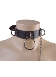 Черный кожаный ошейник Big Ring - Sitabella - купить с доставкой в Смоленске