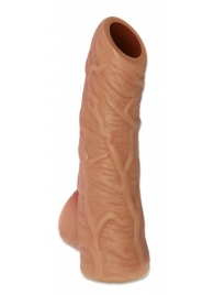 Телесная открытая насадка-реалистик с подхватом мошонки Nude Sleeve L - 14 см. - KOKOS - в Смоленске купить с доставкой