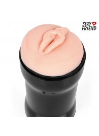 Телесный мастурбатор-вагина в черной колбе - 1137 - в Смоленске купить с доставкой