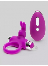 Лиловое виброкольцо с пультом ДУ Remote Control Cock Ring - Happy Rabbit - в Смоленске купить с доставкой
