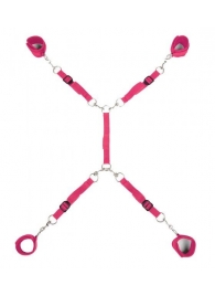 Ярко-розовый набор фиксаций на кровати Classic Bed Spreader - Lux Fetish - купить с доставкой в Смоленске