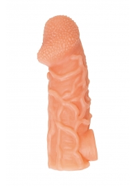 Телесная закрытая насадка с венками Cock Sleeve Size L - 17,6 см. - KOKOS - в Смоленске купить с доставкой
