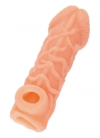 Телесная закрытая насадка с венками Cock Sleeve Size L - 17,6 см. - KOKOS - в Смоленске купить с доставкой