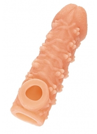 Телесная закрытая насадка с пучками шишечек Cock Sleeve Size L - 17,6 см. - KOKOS - в Смоленске купить с доставкой