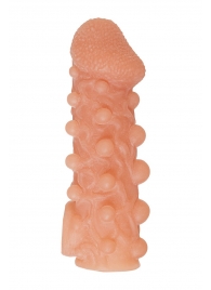 Телесная закрытая насадка с шариками Cock Sleeve Size M - 15,6 см. - KOKOS - в Смоленске купить с доставкой