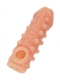 Телесная закрытая насадка с шариками Cock Sleeve Size M - 15,6 см. - KOKOS - в Смоленске купить с доставкой