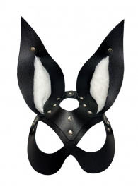 Черная маска зайки с белым мехом на ушках Miss Bunny - БДСМ Арсенал - купить с доставкой в Смоленске
