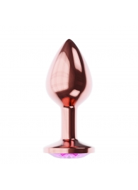 Пробка цвета розового золота с лиловым кристаллом Diamond Quartz Shine L - 8,3 см. - Lola Games - купить с доставкой в Смоленске