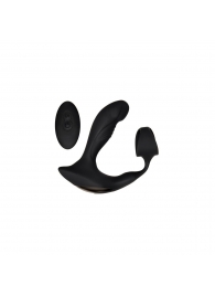 Черный вибромассажер простаты с эрекционным кольцом Strapped   Tapped - Zero Tolerance - в Смоленске купить с доставкой