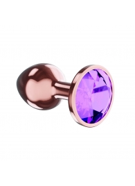 Пробка цвета розового золота с фиолетовым кристаллом Diamond Amethyst Shine L - 8,3 см. - Lola Games - купить с доставкой в Смоленске