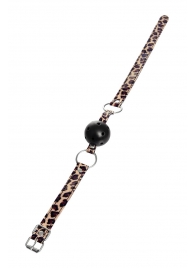 Черный кляп-шар на леопардовых ремешках Anonymo - ToyFa - купить с доставкой в Смоленске