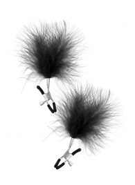 Зажимы на соски с черными пуховыми кисточками Sweet Caress Feather Nipple Clumps - Sweet Caress - купить с доставкой в Смоленске