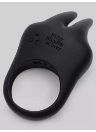 Черное эрекционное виброкольцо Sensation Rechargeable Vibrating Rabbit Love Ring - Fifty Shades of Grey - в Смоленске купить с доставкой