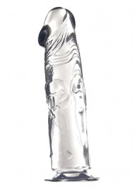 Прозрачный фаллоимитатор с фигурками на поверхности - 21,6 см. - Dream Toys