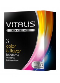 Цветные ароматизированные презервативы VITALIS PREMIUM color   flavor - 3 шт. - Vitalis - купить с доставкой в Смоленске