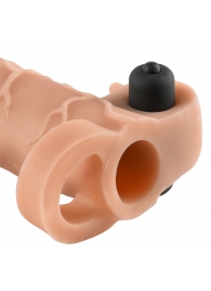 Телесная вибронасадка с кольцом Vibrating Real Feel 2 Extension - 16 см. - Pipedream - в Смоленске купить с доставкой